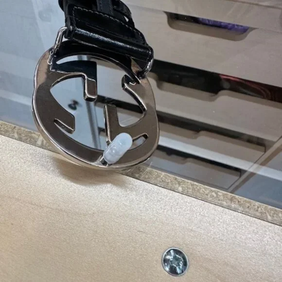 Gucci Interlocking G Logo Patent Leather Black Belt - Picture 6 of 8